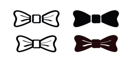 Cartoon bow-tie or bowtie, tie or necktie. Bow tie set symbol or icon. Flat vector icon. Fashion tie bows accessories sketch. bow tie logoのイラスト素材