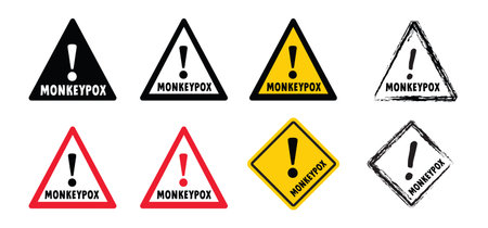 Cartoon monkey virus or monkeypox diagnoses. The virus belongs to the genus Orthopoxvirus in the family Poxviridae. infectious disease. monkey face. Vector monkey pox symbol or icon. sign boardのイラスト素材