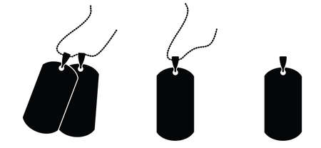 Army soldier military badge name label. Engraved pendant for identification, blood type. Vector cartoon identity tags. Pair of dog tags or identity. dog tags or id tag icon or icon.のイラスト素材
