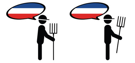 Holland or Dutch flags. protest, no farms, no food, protect. Cartoon farmers, the angry farmers protestation, manifestation, protesting, demonstration or activistsのイラスト素材