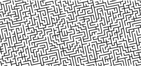 Education logic, labyrinth line. Black square maze. Vector. Find the way, labyrinth riddle. Black, white geometric pattern. labyrinth design icon.のイラスト素材