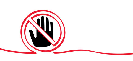 Stop, stop allowed. Do not enter danger warning sign. Vector attention forbidden caution or admittance. No ban allowed line pattern. Traffic signal.のイラスト素材