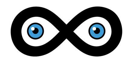 Cartoon infinite logo. eye symbol or icon. Line pattern. eternity, infinite, endless, loop symbols....