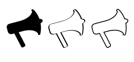 Cartoon megaphone. loudspeaker black icon. Social media, marketing megaphone advertising. Portable megaphones or loudspeakers tools. Speaker symbol. Line patternのイラスト素材