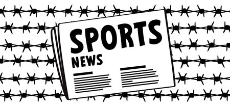 Football sports repression. soccer ball oppression. Slavery, on human rights violations. Vector background. Vector stadium, supporters, football fans, background.のイラスト素材