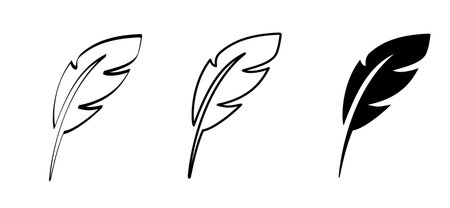Cartoon drawing signature. feather pen or a fountain pen icon or symbol. Feather with ink. feather quill pen symbol. Line pattern. For write design. classic stationery symbolのイラスト素材