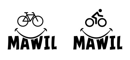 Mawil is an American abbreviation for middle-aged women in lycra; or middle aged woman in cycling suits. Cartoon cycling symbol. World Bicycle Day. Sports cyclist. Old man on a bike.のイラスト素材
