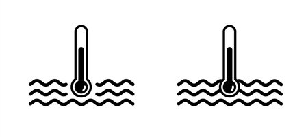Car liquid temperature. Auto hot or cold water temperature, control icon or symbol. Drawing tune concept. water temperature indicator. For auto engine or engine repair or service.のイラスト素材