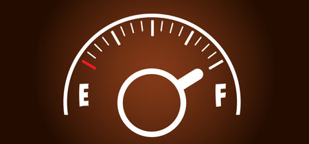 Cartoon coffee speed meter, power on. Coffee or tea break. Measuring scale with cup of coffee. Coffee time Vector icon. Battery charge, full energy indicator. Energy drinksのイラスト素材