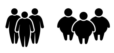 Diet scale or weighing scale. balance concept. Vector fitness sport icon. Bathroom weight scale icon. World diabetes day. People on unhealthy with overweight, obesity problem. Fat, calories.のイラスト素材