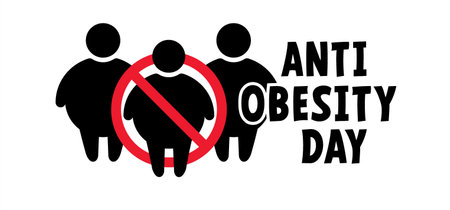 Cartoon world obesity day or celebration. Obese people on unhealthy with BMI, overweight, obesity problem. Fat, calories man or woman. Body Mass Index. Causes of the disease. Stop, no ban signのイラスト素材