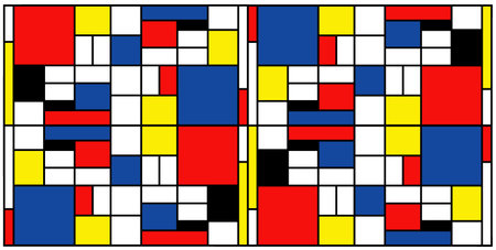 Checkered Piet Mondrian style emulation. The Netherlands art history and Holland painter. Dutch mosaic or checker line pattern banner or card.のイラスト素材
