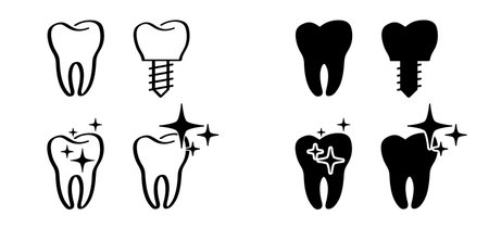 Cartoon tooth with gums and toothbrush, Molar line pattern. Vector toothpaste tube icon. Damage teeth brush or tooth brush with caries. Cracked tooth, mouth and dental, damaged.のイラスト素材