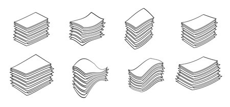 Writing paper. Cartoon empty A4 or A3 copy paper, stacked paper. Flat paper stack. Document,...