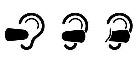 Silent icon or earbuds icon. Silent or to vapor noise. earplugs. Tinnitus. Ringing in the ears. Plug...