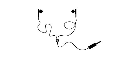Cartoon earplugs icon. Earbuds sign. Earplugs for sound, music or pop concert plugs. Headphone, headset logotype. Earphone for music.のイラスト素材