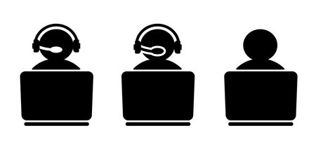 cartoon help desk icon. Customer service icon. Headphone for support or 24/7 service. Call center operator sign. Support and help around the clock or 24 hours a dayのイラスト素材
