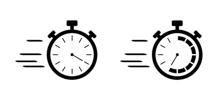 Stopwatch, quick timer icon. Delivery logo. Stopwatch, delivery icon, timer symbol. Compass, clock sign symbol. Fast time timer. Management, deadline concept.のイラスト素材