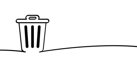 Drawing litter basket or litterbin. Clean up and trash can, Waste bin. Cleaning tools. Container logo or icon. Recycle, delete box. Wheelie bin. Garbage bag, container. For recyclable materialsのイラスト素材