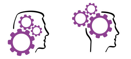 Head, face and jigsaw puzzle pieces. World Alzheimer's Day. People suffering from the brain disease and memory loss, for neurology, mental illness. Alzheimer disease symptoms. Dementia ribbon.のイラスト素材