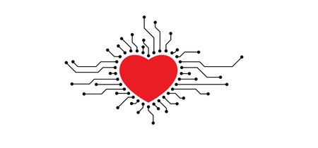 Love, heart date, Dating cloud, It's a match. Circuit board or electronic motherboard. lines and dots connect. Vector Matching technology data. Online dating concept. Valentine, valentines day.のイラスト素材