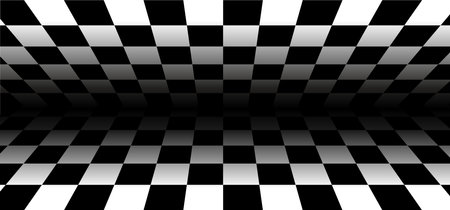 Race flag or chess board. Motorsport and car racing. Racing flags. Vector sport wave banner. Sports waves symbol. Checkered flag, checkerboard for texture. Squares, raster pattern. Championship sign.のイラスト素材