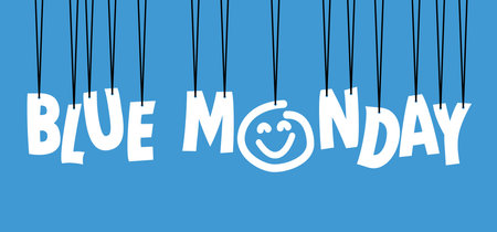 Slogan blue monday calendar. Happy blue monday concept, the most depressing day of the year The day commit suicide and depression motivation, third monday January.のイラスト素材