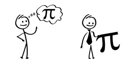 Happy PI day, 14 march, Pythagoras mathematical numbers series 3.14 3.14 symbol. Fun vector maths icon or sign banner Ratios letters formula structure. Archimedes constant irrational numberのイラスト素材