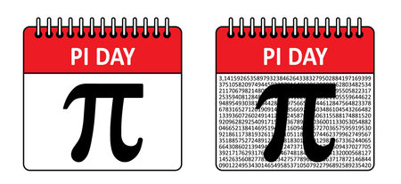 March 14, today is happy PI day. Pie birthday symbol. Pythagoras mathematical numbers or Archimedes constant irrational number. numbers 3.14 or 3.14 Digits number.のイラスト素材