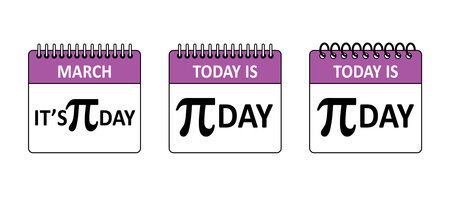 March 14, today is happy PI day. Pie birthday symbol. Pythagoras mathematical numbers or Archimedes constant irrational number. numbers 3.14 or 3.14 or 3/14のイラスト素材