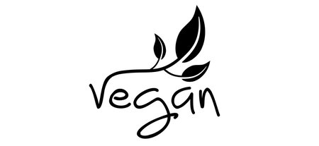 Slogan vegan with leaves. Vegan logo. Vegans only eat and drink plant products. Lifestyle idea. Food, eating habitsのイラスト素材