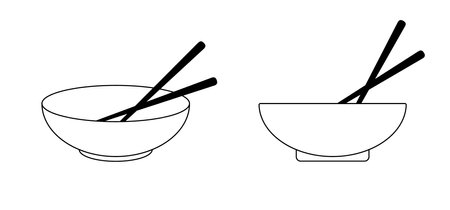 Cartoon bowl and eating chopsticks or Chinese chopsticks. In Chinese, chopsticks means kuのイラスト素材
