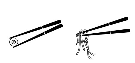 Cartoon bowl and eating chopsticks or Chinese chopsticks. In Chinese, chopsticks means kuのイラスト素材