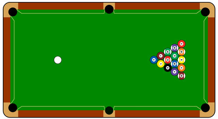 Billiard balls for billiard triangle. Billiard table or snooker table with cues and balls rack....