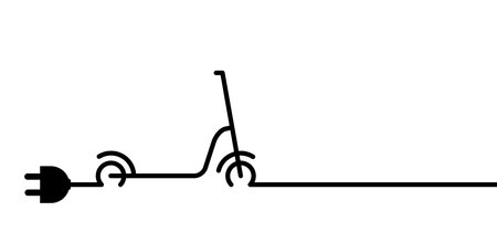 Battery charging for e-bike or e-scooter. Charge charging point for bicycles. City bicycle icon. electric scooter or e scooter logo. Modern ecology vehicle. Cartoon ebike icon.のイラスト素材