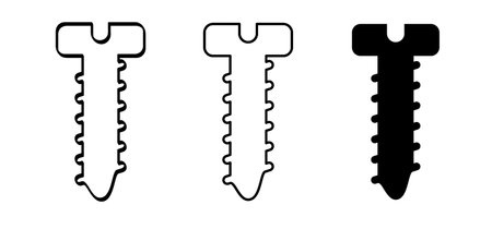 Cartoon screw for screwdriver set. Construction screws. Screwdrivers tools. Repair and renovation concept. Self drilling screw or self tapping screw. For service toolbox or toolkit. Hand tool.のイラスト素材