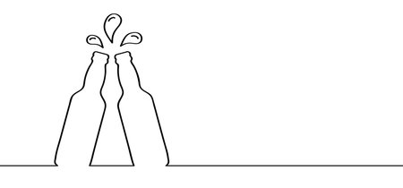 Cartoon glass beer bottle line pattern. Beer or or lemonade bottles icon. Beer bottles silhouettes. Alcohol drinks. Alcoholic tools, for party and drunk sign. Cheers logoのイラスト素材