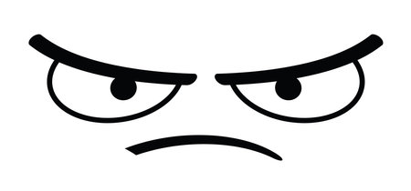Face with evil eyes. Cartoon sadness expression. Sign for don't touch my suitcase, baggage, bag or luggage. Sad face, eye expressions with emotionsのイラスト素材