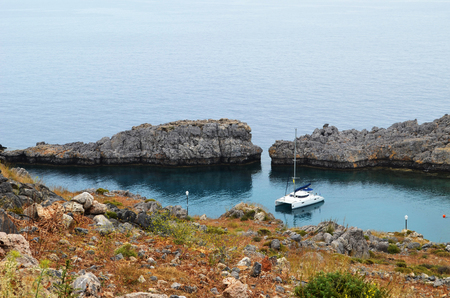 A beautiful view of the bay of Anthony Quinn. The colors are vivid and beautiful.の写真素材