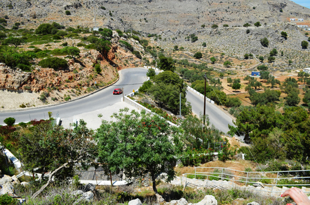 The picture shows the view of the mountains.の写真素材