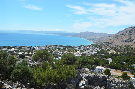Top view of the Mediterranean sea. Beautiful colors of sky and colors add charm to this photo.の写真素材