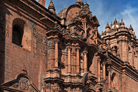 CUSCO - AUGUST 8: The Cathedral of Santo Domingo, Cusco, Peru, on August 8, 2008. This Roman Catholic church is built on the ruins of the Inca temple, Kiswarkancha.のeditorial素材