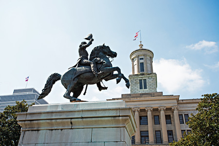 Tennessee State Capitol building & President Andrew Jackson statue located in the city of Nashville, Tennessee, USA.のeditorial素材