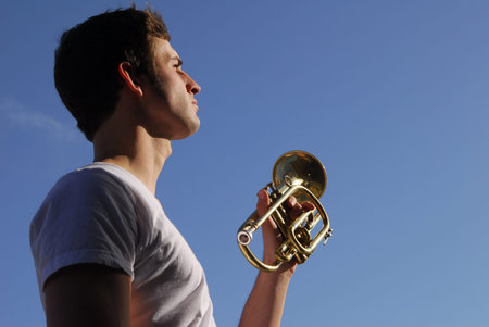 A soldier about to play revelry