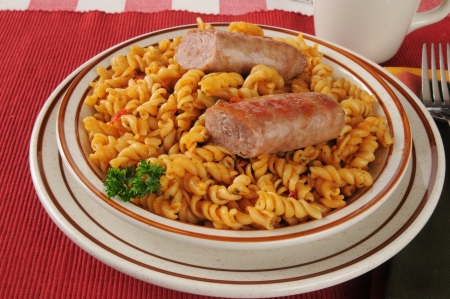 A bowl of pasta jambalaya with sasageの写真素材