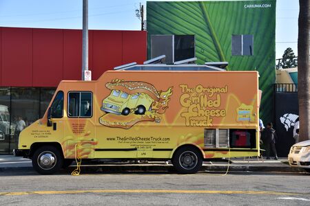 VENICE,  CA/USA - July 5, 2019: A gourmet food truck on Abbot Kinney Blvd during the First Friday celebrationのeditorial素材