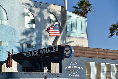 VENICE, CA/USA - JULY 18, 2019: The famous Venice Whaler Restaurant adjacent to the Venice Pier in Californiaのeditorial素材