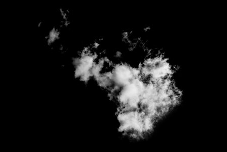 White cloud isolated on black background,Textured smoke,brush effectの写真素材