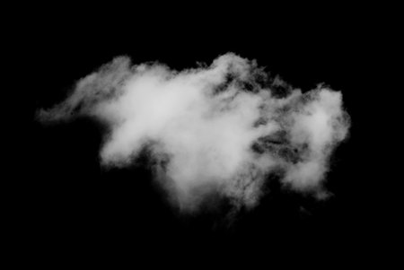 White cloud isolated on black background,Textured smoke,brush effectの写真素材