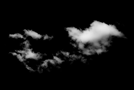 White cloud on black background,Textured clouds,brush effect.の写真素材